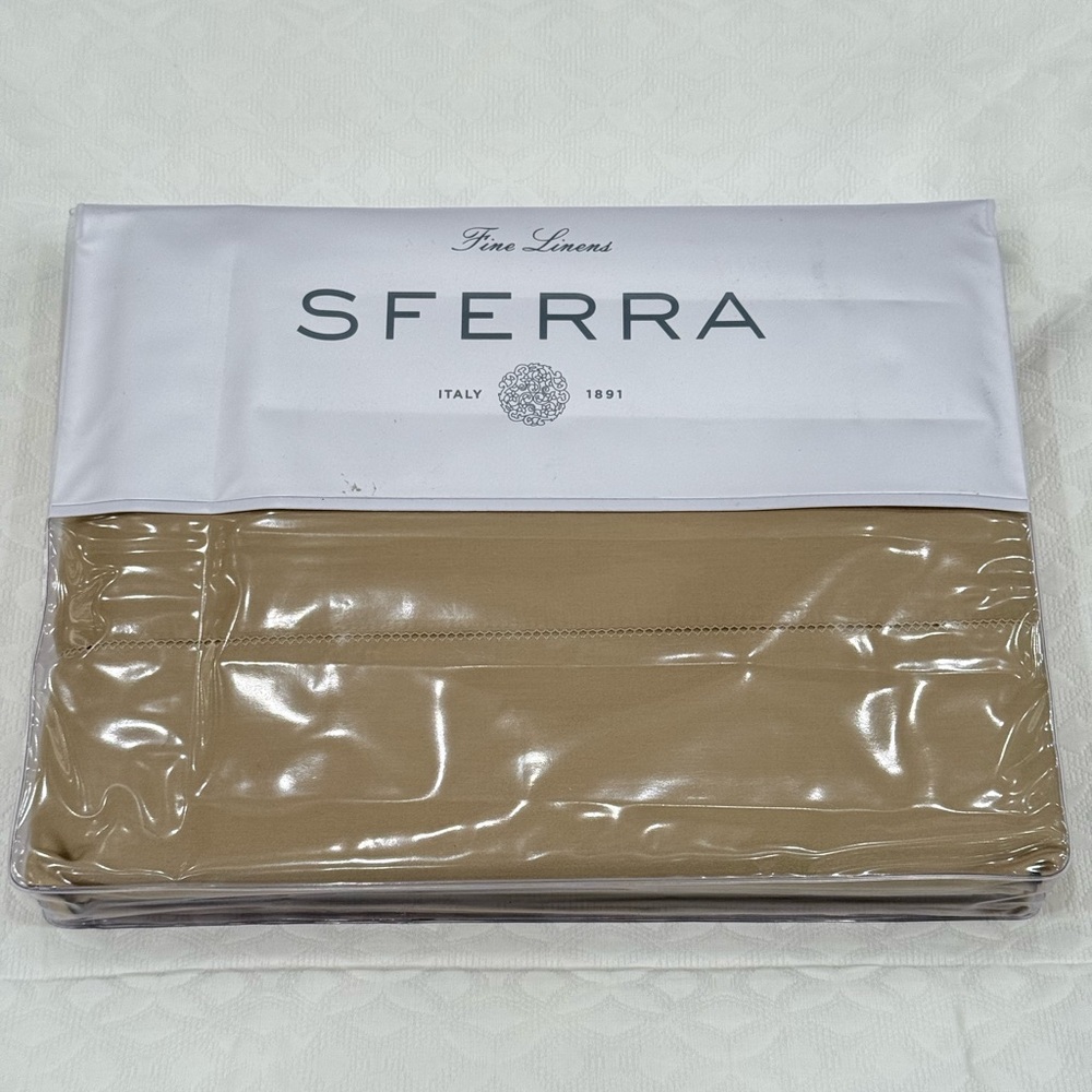 SFERRA MATTEO SATEEN 4-PIECE QUEEN SHEET SET OAT MADE IN ITALY